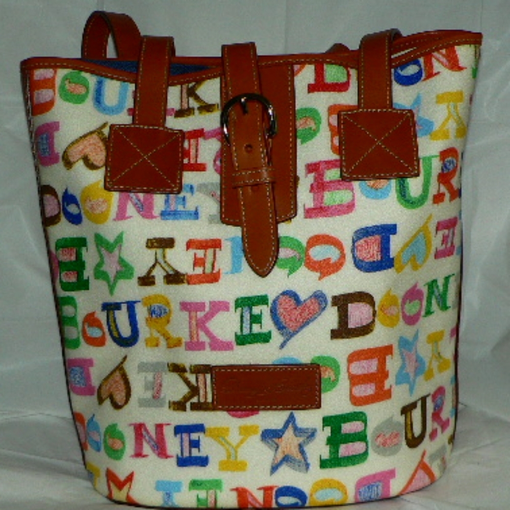 Dooney and Bourke White "It" Doodle Rainbow Bucket- *Rare* Collector's Bag - NWT